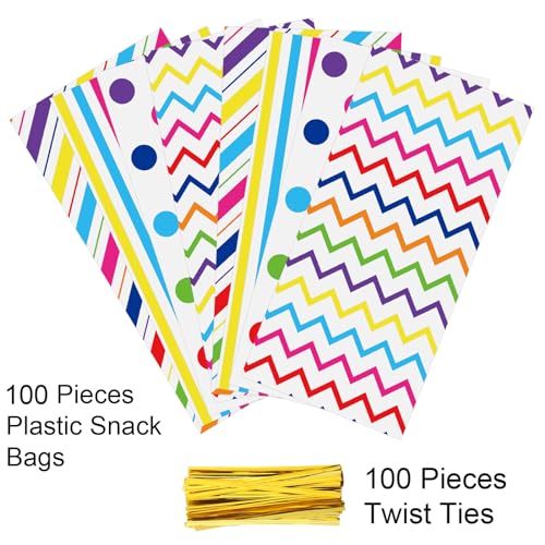 Aneco Rainbow Cellophane Bags 100 Pack 10.6 x 5.1 Inch - color: Rainbow