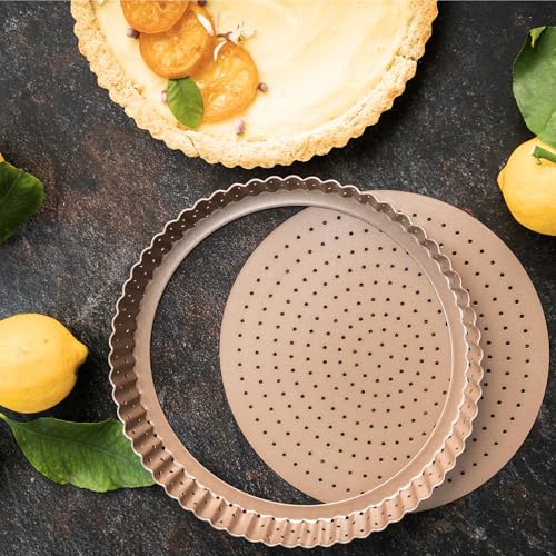 HAPPIELS 9 inch Tart Pan with Removable Bottom Nonstick, PFOA & BPA Free - style: 9'' Tart Pan