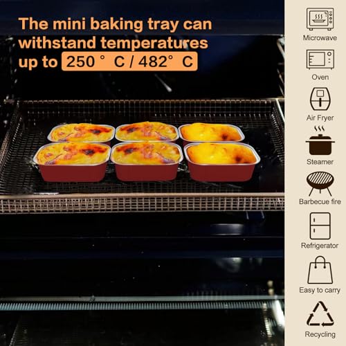 mini loaf pans with lids and spoons 50 Pack,5.5 oz Rectangle mini individual cake tins Disposable Small Aluminum Foil Baking pans(50, Red) - color: Red