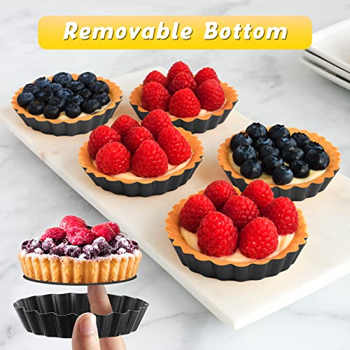 Tessco for you 16 Pcs Mini Tart Pans for Baking, Black Gray Round - size: 4 Inch (Round), style: Black Gray Round