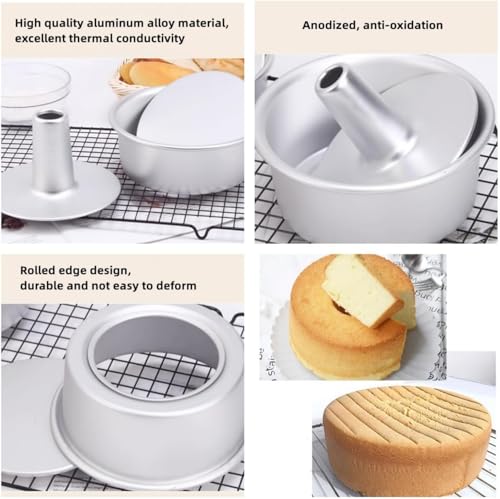 XZJMY Angel Food Cake Pan 5Inch 3 pcs set Food Cake Pan Round Baking Pan with Removable Loose Bottom, Heavy Duty Bakeware Round Tube Pan for Home Kitchen and Catering (5")