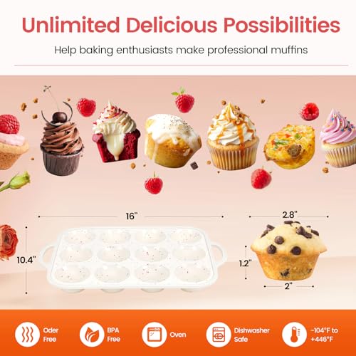 Silicone Muffin Pans for Baking 1 Pack, 2.8 Inch with Metal Reinforced Frame, Regular Size Nonstick Silicone Cupcake Pan 12 Cups for Baking Homemade Muffins, Cupcakes, Dishwasher Safe BPA Free - size: 12 Cup-1Pack