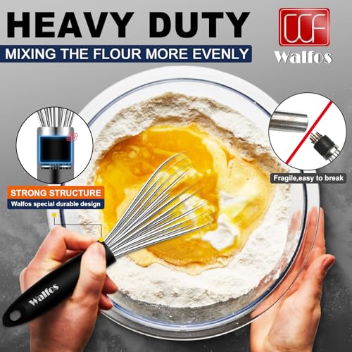 Stainless Steel Wire Whisk Set - 3 Packs Balloon Whisk, Thick Wire Whisk ＆ Strong Handles, Egg Frother for Cooking, Blending, Whisking, Beating and Stirring (7"+9"+11") - size: 7+9+11 in Silver