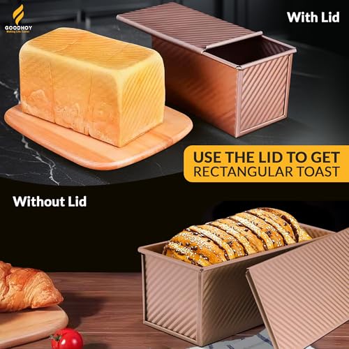1 lb+2lb Pack Nonstick Pullman Loaf Pan with Sliding Lid for Homemade Bread - size: 1lb+2lb