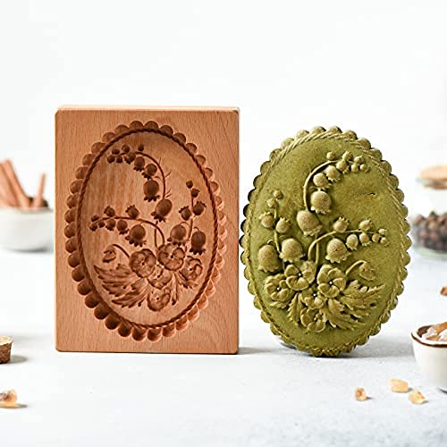 Carved Wooden Gingerbread Cookie Mold,3D Wooden Baking Mold Cookie Biscuit Press Stamp Molds,Cookie Cutter,Cookie Stamp,DIY Biscuit Stamp Mould for Halloween Thanksgiving Christmas(Raspberry) - color: Raspberry