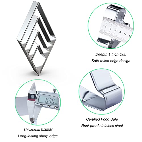 Rhombus Diamond Cookie Cutter Set - 4 Piece Assorted Sizes (5 Inch, 4 Inch, 3 Inch, 2 Inch) - Stainless Steel - color: Rhombus
