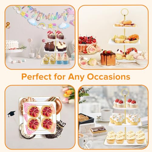 Hoedia 3 Tier Cupcake Stand Tower, Plastic Cup Cake Holder(Square)