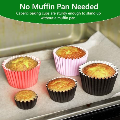 Caperci Heavy Duty Jumbo Cupcake Muffin Liners for Baking - Extra Large 100pcs Grease-Resistant Red Paper Baking Cups, No Muffin Pan Needed, Odorless, Easily Peels (Red) - color: Red