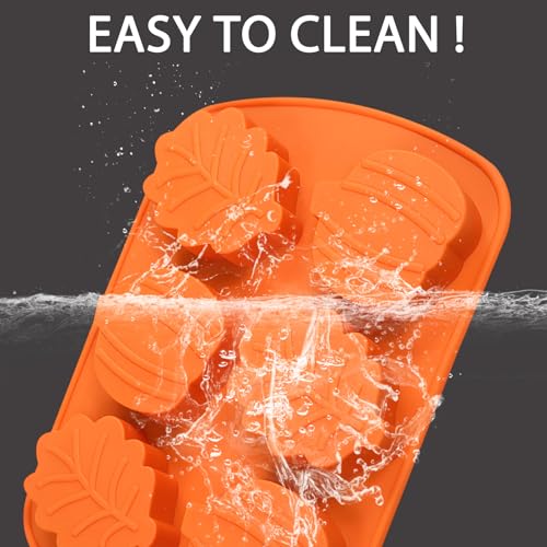 Fall Silicone Molds Pumpkin and Leaf Shapes, Set of 2 - color: Orange-QY353