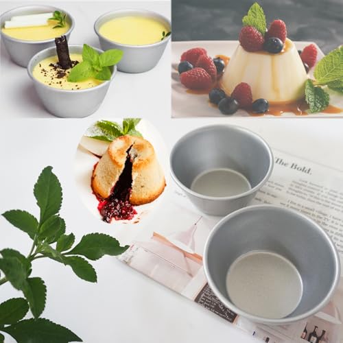 3 Inch Metal Pudding Molds, Mini Egg Tart Pan, Round Flan Baking Cup - size: 3.3" x2.2" x1.57" Carbon Steel