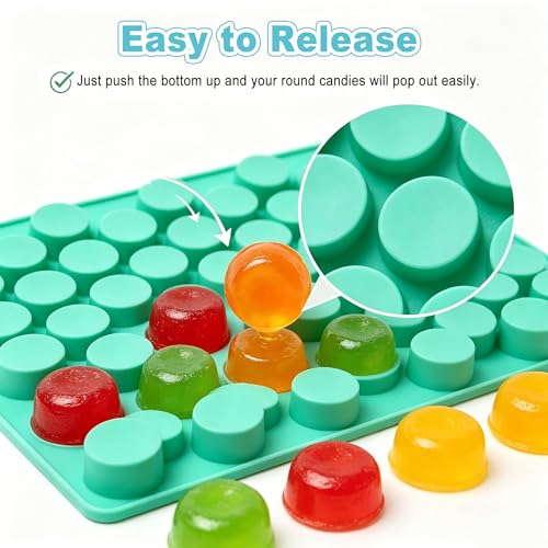 3pcs Round Candy Molds Silicone Molds for Hard Candy, Gummy, Caramels, Chocolate, Ganache, Ice Cubes, 220 Cavity - color: 3pc-55 Cavities Round
