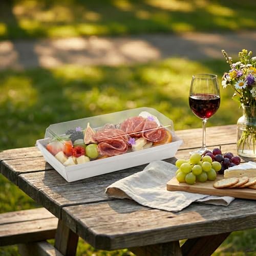 50 Pack 7.5x3.3in Small Charcuterie Boxes with Clear Lids, Mini Treat Box - color: White