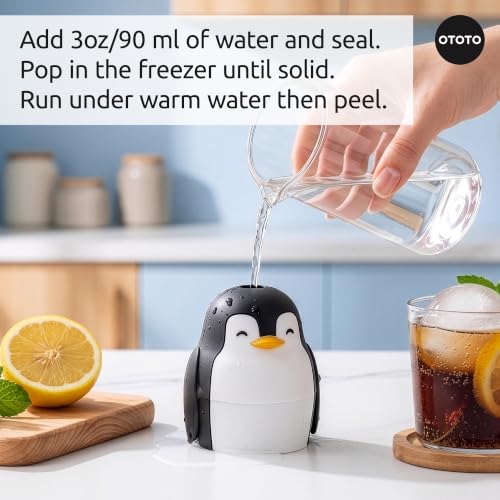 OTOTO Penny Penguin Ice Ball Maker, Sphere Ice Mold - White Elephant Gifts