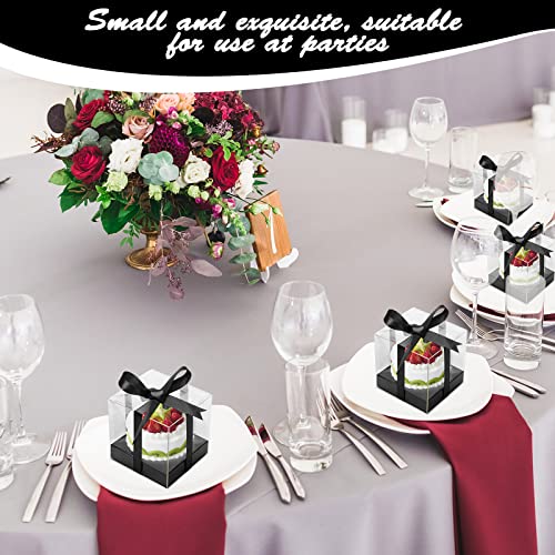 12 PCS Clear Cupcake Boxes 3.5 Inch Cupcake Containers (Black) - color: Black