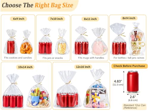 PigPotParty Cellophane Treat Bags 7x10 Inch, 50 Pack, Clear Goodie Bags - color: 7x10 Inch (Pack of 50)