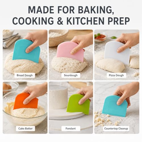 Flexible Dough Scraper & Cutter Set, 5-Piece Bench & Bowl Scrapers