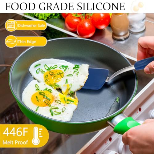 2Pcs Mini Silicone Cookie Brownie Spatula, Solid Flat, Blue - color: Blue, style: Solid Flat