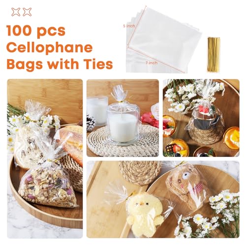 Cellophane Treat Bags 5x7 In 100 Pcs Clear Gift Bags for Cookie Packaging - color: Clear 5"x7"