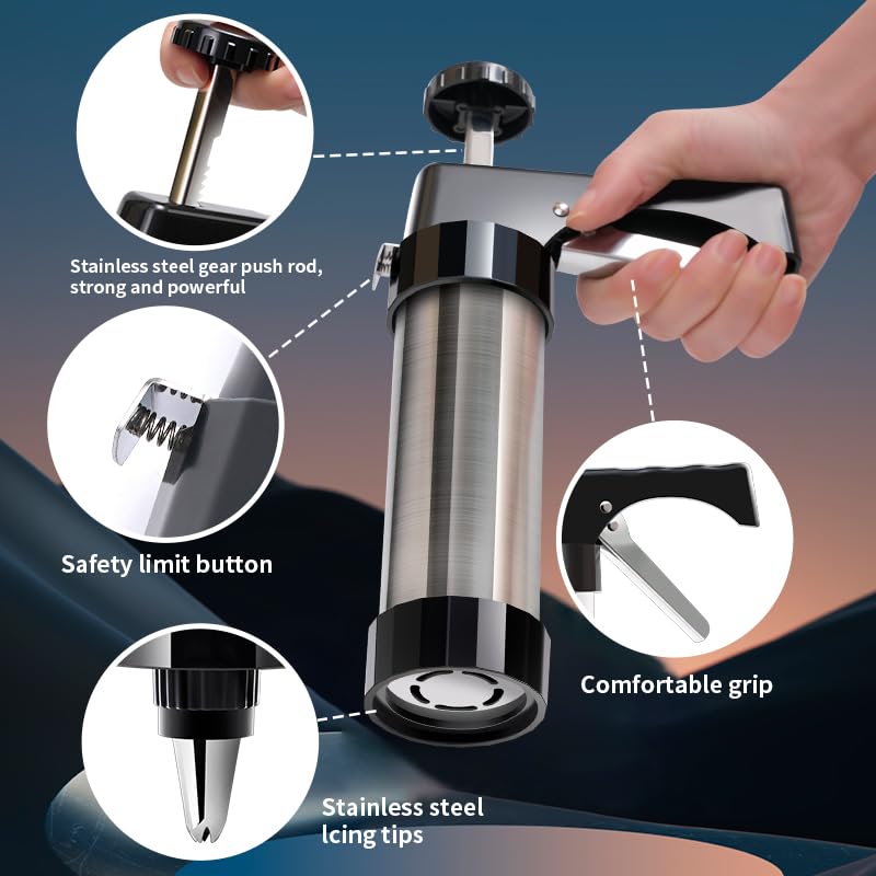 Cookie Press Gun Kit, Spritz Cookie Press, Stainless Steel