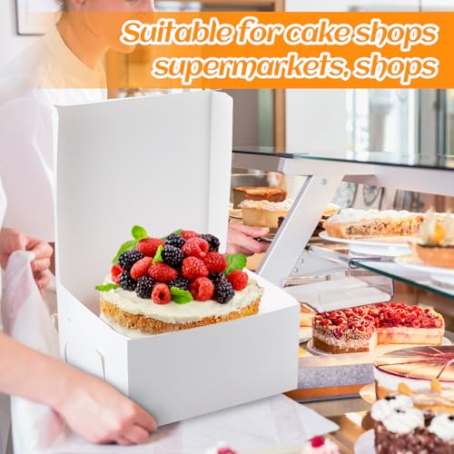 Ireer 50 Pack White Cake Boxes 12 x 12 x 5 Inch Cake Transport Container - size: 12 x 12 x 5 Inch