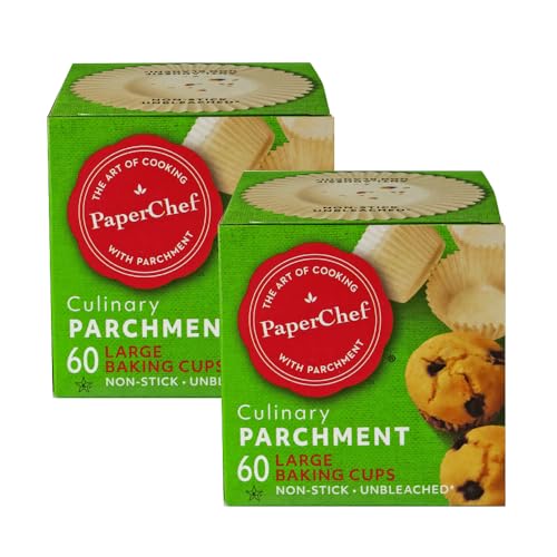 PaperChef Large Parchment Baking Cups Nonstick Release 60 Count 2 Pack - size: Large (Pack of 2)