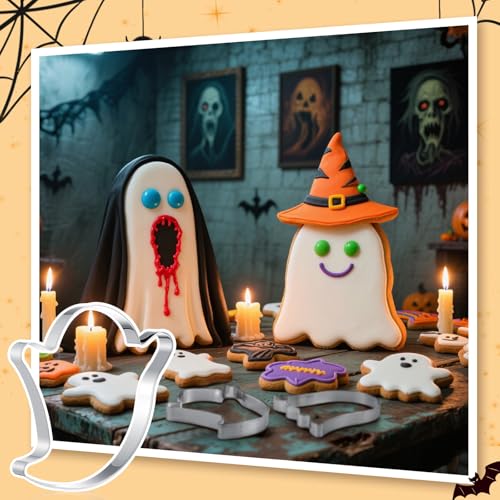 Teenyyou 2 Pcs Extra Large 8" Halloween Cookie Cutters, Ghost Pattern - style: Ghost and Ghost