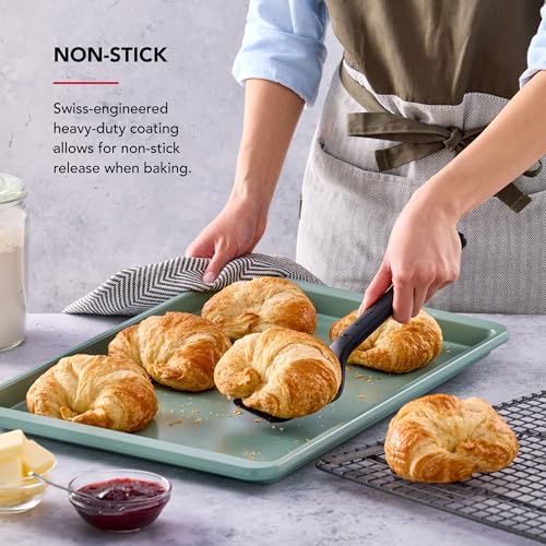 KitchenAid Nonstick Aluminized Steel Baking Sheet, Dishwasher Safe, 13x 18 Inch, Cardamom - color: Cardamom, size: 13 x 18 Inch