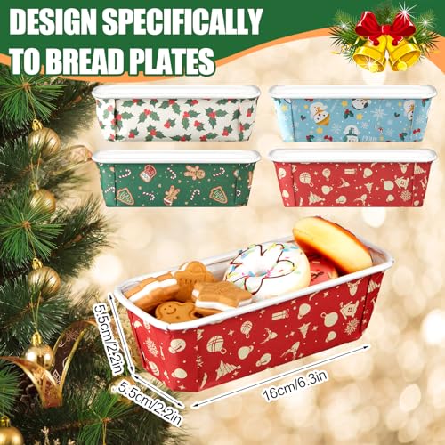 Maxcheck 40 Sets Christmas Loaf Pan with Lid Paper Disposable Baking Pans