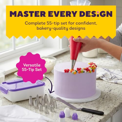Wilton Master Cake Decorating Piping Tips Set, 55-Piece with Case - size: 55-piece
