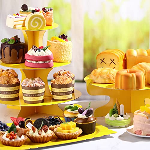 Zopeal 7 Pcs Dessert Table Display Set 3 Tiered Cupcake Stand, Yellow - color: Yellow