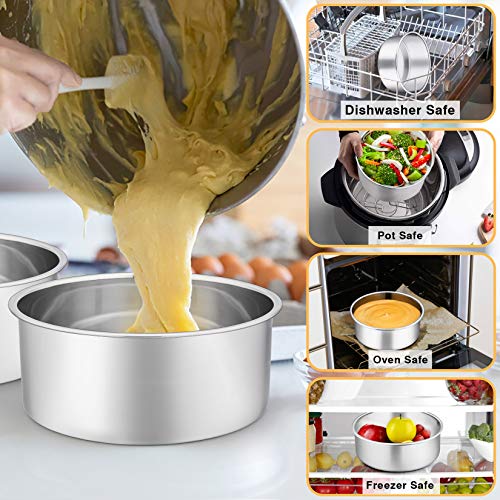P&P CHEF 6 Inch Cake Pans Set, 2Pcs Stainless Steel Round Baking Pan - size: 6 Inch