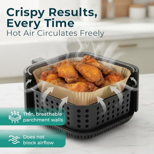 Air Fryer Liners Disposable Large 9.1” Square for 8-12 QT Basket - 128 Pcs - size: 9 inch - Square