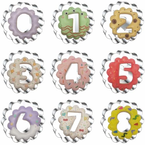 Comais Linzer Number Cookie Cutters Stainless Steel 9Pcs 3.5in Scalloped - size: 3.5-Inch Scalloped Edge