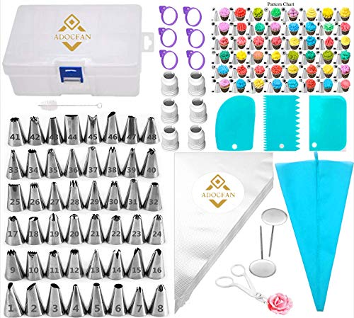 Cookie Decorating Kit With Storage120 PC,Supplies Simple Piping Bags Tips Set And 48 Numbered Tips,50 Icing Bags,Baking Frosting Bags And Tips And Accessories For Beginners,Cookie Cupcake Decorating - color: 120PC
