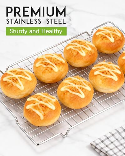 HULISEN 304 Stainless Steel Cooling Rack with Handles, 2-Pack, 16 x 10 Inch - color: Silver, size: 2 Packs