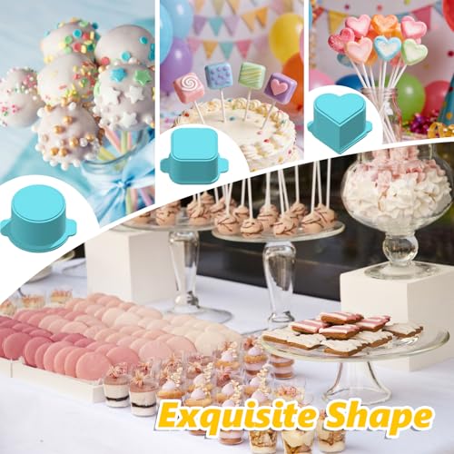 Joyzan Cake Pop Mold Set, 6PCS Heart Square Cloud Oval Baking Cutter Pusher