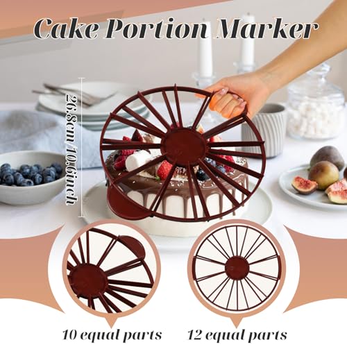 Cake Portion Marker, Double Sided 10 or 12 Slices Cake Cutter Marker for Even Slices, Brown - color: Brown