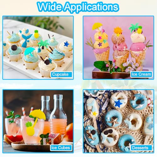 2Pcs Summer Beach Theme Silicone Molds for Chocolate, Coconut Tree Starfish Shells Beacon Pineapple Shape Candy Chocolate Mold for Tropical Summer Party Marine Jello Cookie Ice Cube Baking Mould - color: B