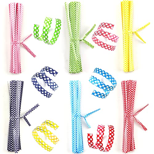 600 Pcs 6 Colors Twist Ties 4 Inch Packaging Twist Ties with Dots for Cello Bags Treat Bags Gift Packaging Bread Cookie Candy Cake Bags