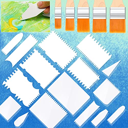 Potchen 30 Pcs Acrylic Pouring Tools, 25 Swipe Accessories and 5 Brushes