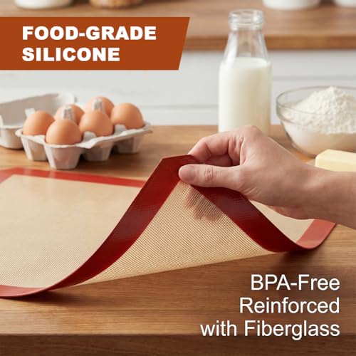 Silicone Baking Mat Set of 6, Nonstick Reusable Rolling Dough Mat