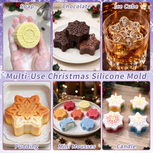 Snowflake Silicone Mold, 2Pcs Christmas Chocolate Molds - color: Purple