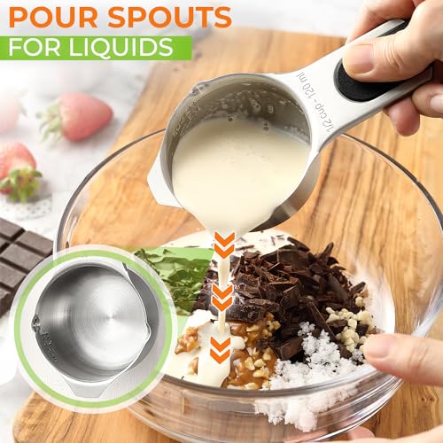 Spring Chef Magnetic Stainless Steel Measuring Cups Set of 7 Patented Black - color: Black