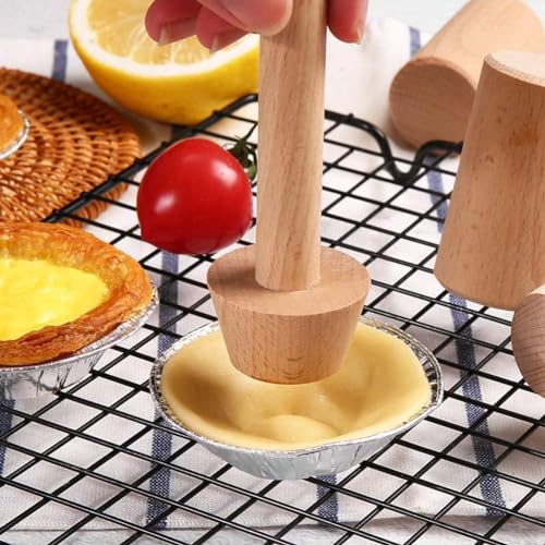 Double Sided Wooden Tart Tamper, Pastry Pusher for Pie, Quiche, Cake Baking Tools