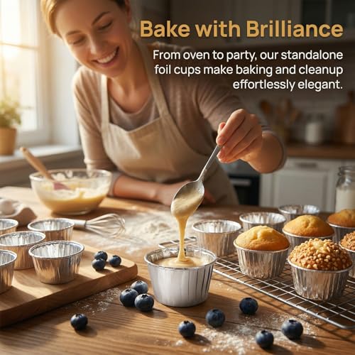 50 Pcs Silver Cupcake Baking Cups 3.5Oz Disposable Cupcake Liners - color: Silver