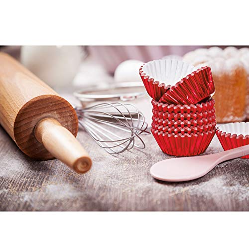 Sumind 400 Pcs Mini Foil Cupcake Liners Holiday Baking Cups,Red - color: Red