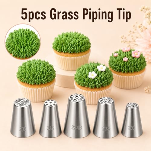 5 Pcs Grass Piping Tip, Grass Icing Nozzles Set