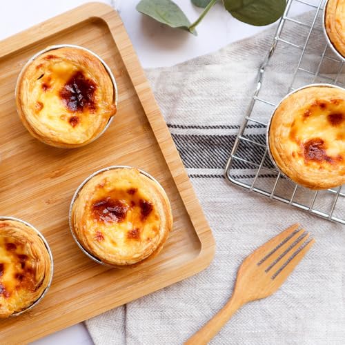 Aluminum Foil Baking Cups 150 Pcs, VIHOYOM 4 Oz Disposable Ramekin Aluminum Cupcake liners, Silver Foil Baking Cups Muffin Liners for Egg Tart, Baking, Cupcake, Pudding, Appetize - size: 4OZ 150PACK