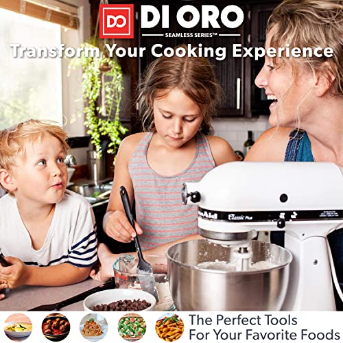 DI ORO Silicone Cooking Spoons - Solid & Slotted Set, 2-Pc Black - color: Black