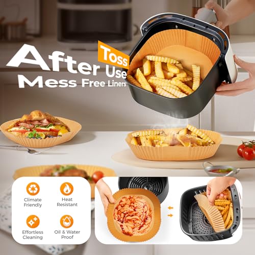 Vailnd 100Pcs 8" Air Fryer Liner Disposable for 5-8 QT Square - size: 8"Square